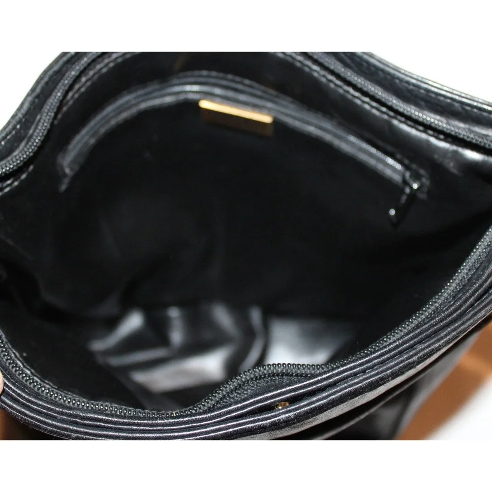 Perlina New York black leather satchel purse handbag